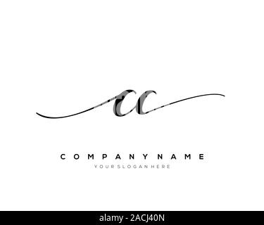 CC Letter initial handwriting logo vector. Stock Vector