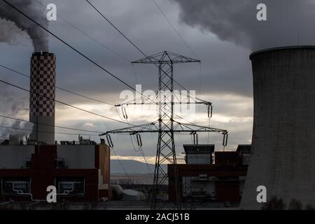 Cooling towers and chimney stacks at Turow thermal power ...