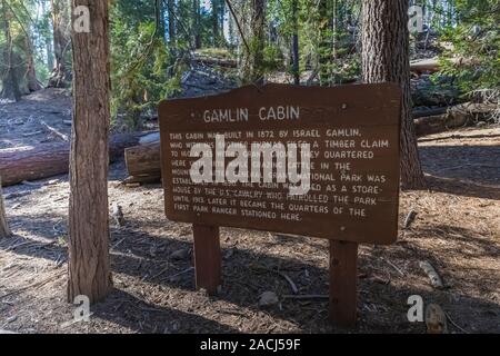 Historic Gamlin Cabin In Grant Grove Of Giant Sequoia Trees In