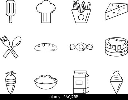 bundle of nutritive food set icons Stock Vector