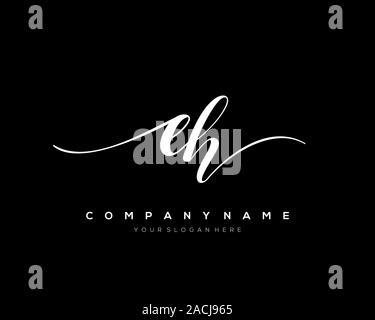 EH Letter initial handwriting logo vector. Stock Vector