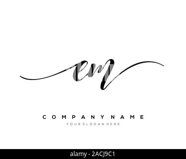 EM Letter initial handwriting logo vector. Stock Vector