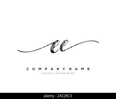 EE Letter initial handwriting logo vector. Stock Vector