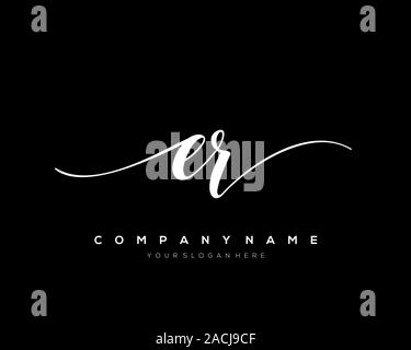 ER Letter initial handwriting logo vector. Stock Vector