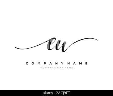 EW Letter initial handwriting logo vector. Stock Vector
