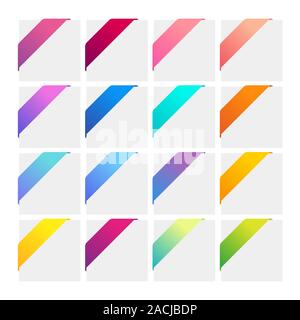 Set of colorful corner ribbons. Stock Vector