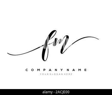 FM F M Brush Logo Letters Design with Red and Black Colors and Brush ...