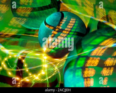 Biological computer. Conceptual image of chemicals, numbers and flashes of light, representing the workings of a computer based on organic or biologic Stock Photo