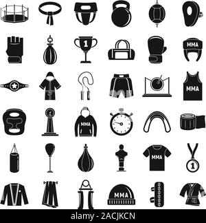 Mixed martial arts icons set. Simple set of mixed martial arts vector icons for web design on white background Stock Vector