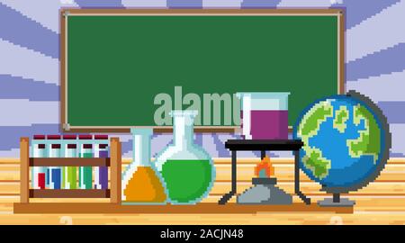 Science Lab Equipments and Blackboard illustration Stock Vector Image ...