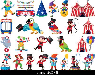Large set of isolated objects of circus illustration Stock Vector Image ...