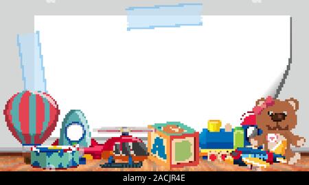 Border template with many toys on the floor illustration Stock Vector ...