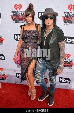 Nikki Sixx & wife Courtney Sixx iHeart Radio Music Awards 2015 Stock