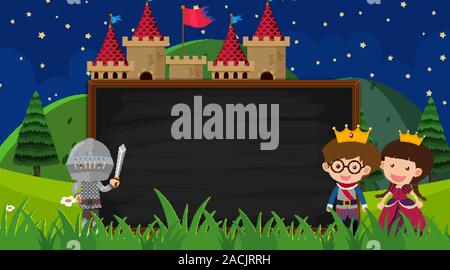 Border template with prince and princess in background illustration Stock Vector