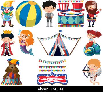 Set of fairytale characters on white background illustration Stock Vector