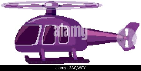 Single picture of purple helicopter on white background illustration Stock Vector