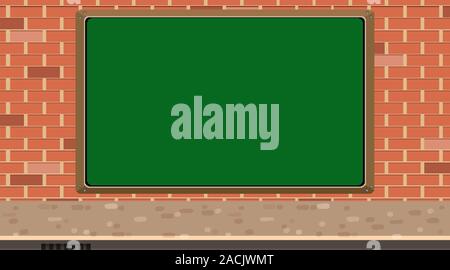 Background with chalkboard on brick wall illustration Stock Vector