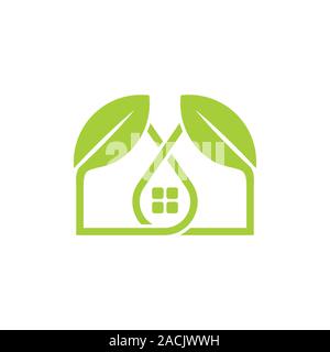 simple linked leaf home shape logo vector Stock Vector