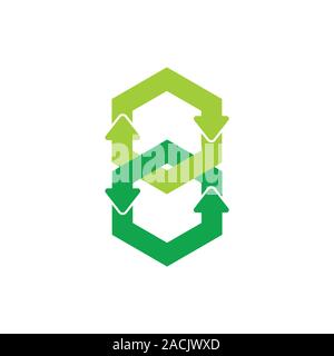 green linked chain recycle circle arrows symbol vector Stock Vector