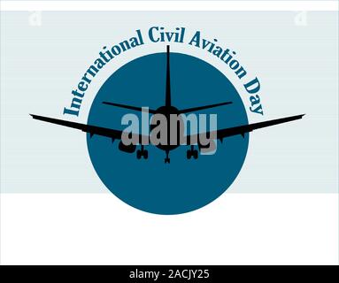 Airplane on a white background. Banner for International Civil Aviation Day.. Stock Vector