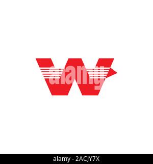 letter w stripes geometric fast arrow logo vector Stock Vector