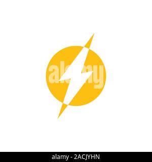 circle thunder negative space simple logo Stock Vector