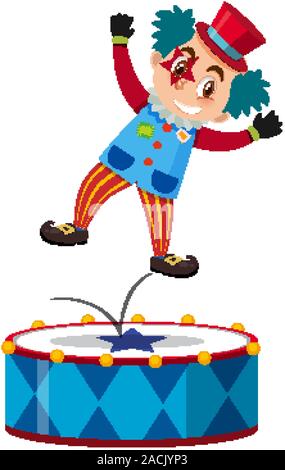 Single character of clown on white background illustration Stock Vector