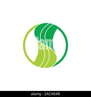 linked circle leaf symbol logo vector Stock Vector