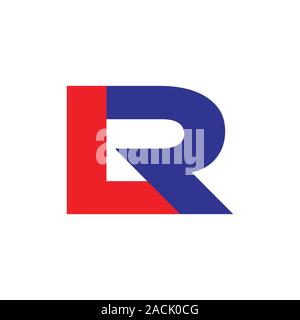 letters lr simple linked geometric square logo Stock Vector