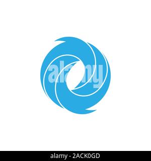 3d blue water circle geometric rotation logo vector Stock Vector