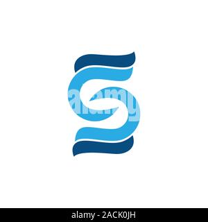 letters cs linked curves wavy logo vector Stock Vector