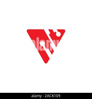 letter v triangle linked dots logo vector Stock Vector