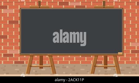 Background with blackboard on brick wall illustration Stock Vector