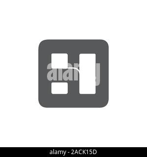 abstract letter ht square negative space logo Stock Vector