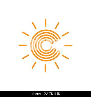 letter c stripes infinity sun logo vector Stock Vector
