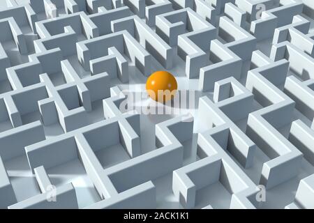 Maze, computer artwork. Stock Photo