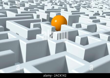 Maze, computer artwork. Stock Photo