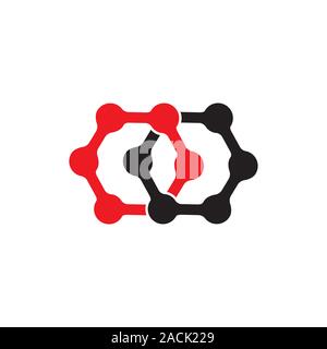 linked hexagonal dots simple logo vector Stock Vector
