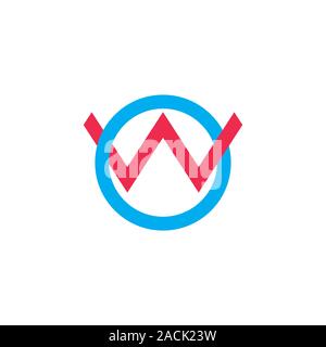 letter ow linked overlapping line logo vector Stock Vector
