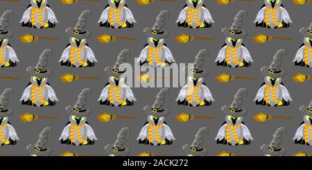 seamless pattern for teens. Youth style. Magic and magic. Hogwarts School. Stock Vector
