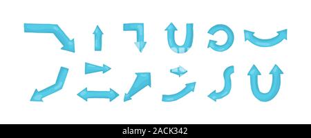 Arrow blue icons set. Vector illustration. Cursors sign collection Stock Vector
