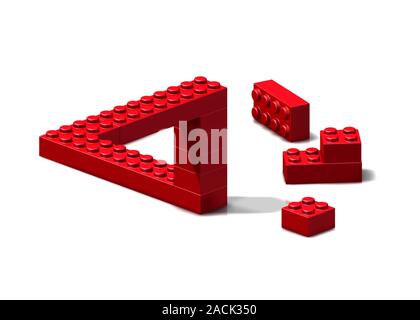 Impossible triangle, computer artwork. This is an impossible figure created by the physicist Roger Penrose. Impossible figures are objects that can be Stock Photo