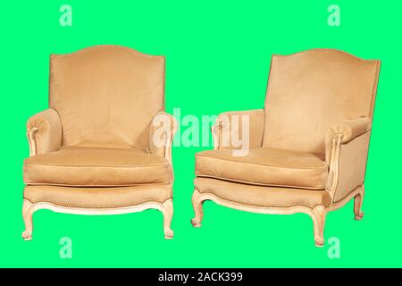 Chair set for interior design isolated on green background with clipping path Stock Photo