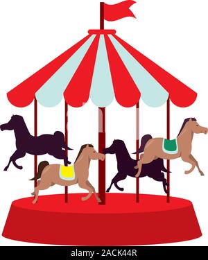 carrousel park attraction isolated icon Stock Vector
