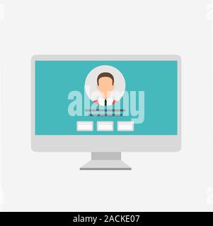 Social network website wireframe interface template. Flat vector illustration on white Stock Vector
