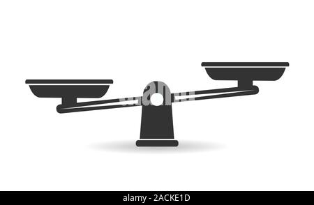 Bowls of scales in balance, an imbalance of scales. Vector illustration. Stock Vector