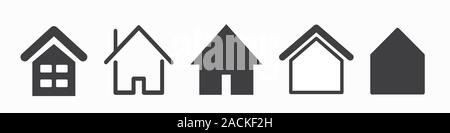 Home Button. Home page. Collection of Home Icons. Vector web home icon, building symbol. Stock Vector
