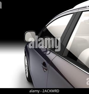 Dynamic view of the modern car from the driver's door Stock Photo