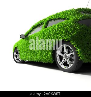 The metaphor of the green eco-friendly car Stock Photo