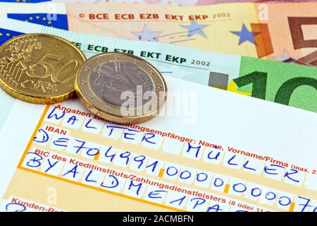 Payment slip with IBAN number Stock Photo